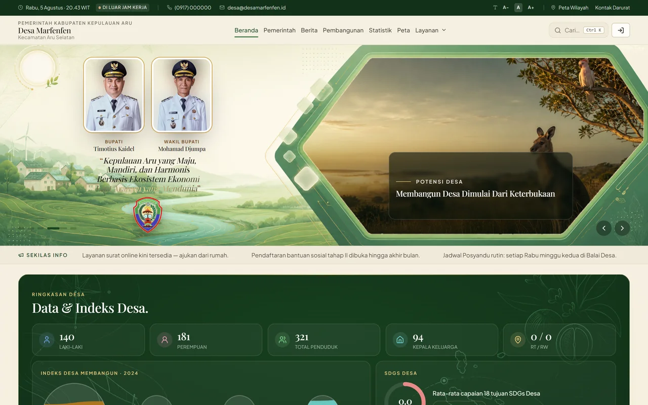 Tampilan desktop — Beranda publik yang hidup