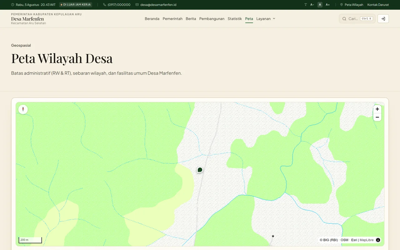 Tampilan desktop — Peta wilayah interaktif