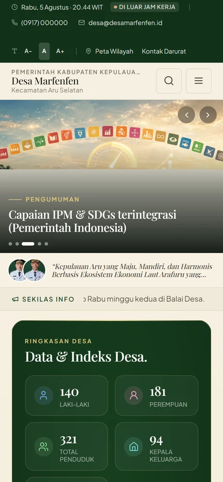 Tampilan mobile — Beranda publik yang hidup