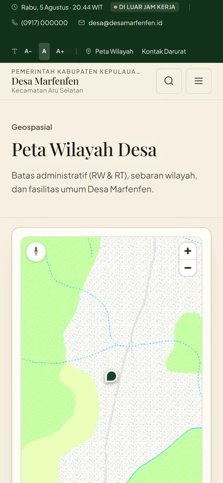 Tampilan mobile — Peta wilayah interaktif